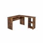 Vintage brown L-shaped computer desk
