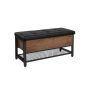 Soft shoe bench with storage space 100 x 40 x 47 cm., brown/black