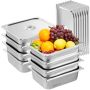 Commercial 4-inch, 0.8mm thick stainless steel steam pan with lid, 1/2 size, for hotels (8 pcs.)