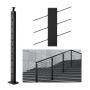 Cable railing post, SUS304 stainless steel, 36"x1"x2", corner holes, 10 holes