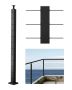 Cable railing post, 42x2x2 inches, black, stainless steel