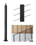 Stainless Steel Black Cable Railing Post, 42x1x2 Inch, Corner Holes