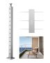 Stainless steel cable railing post, 42x2x2 inches, silver, 1 pc.