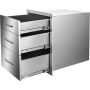 Stainless steel barbecue cabinet with 3 drawers, 35x58 cm