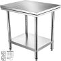 Stainless steel work table for commercial kitchen 60x76x80 cm silver color