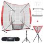 7x7 ft portable baseball and softball practice net with hoop frame