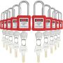 Set of 10 red lock and tag locks with keys
