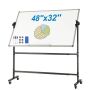 Double-sided mobile whiteboard, 48x32", adjustable, with wheels