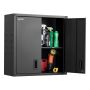 Metal hanging cabinet with lockable doors, black, 76x31x76 cm