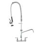 Wall-mounted brass kitchen faucet with pull-out sprayer, 91 cm