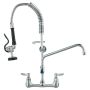 Commercial kitchen faucet with spray lever, brass, 25 inches high