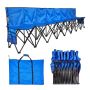 Portable folding football bench, 8 seats, blue, with pockets and bag