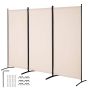 Foldable 3-panel beige room divider