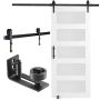 Sliding Barn Door Set, 36" x 84", Spruce Wood and Frosted Glass