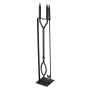 Fireplace tool set 3 pieces with holder, black