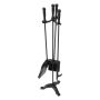 Fireplace tool set 4 pieces with holder, black, wrought iron