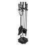 Fireplace tool set 5 pieces with holder, black, wrought iron
