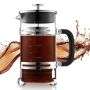 French borosilicate glass 1 L coffee press with stainless steel filter, silver