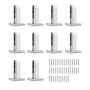 Glass clamps, 10 pcs., square, 304 stainless steel, for 0.31"-0.47" tempered glass, silver