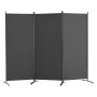 Room divider, 3-panel fabric folding, gray