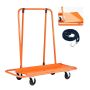 Steel drywall trolley, 816 kg, orange, with fastening strap
