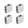 Glass clamps 4 pcs., 304 stainless steel, silver, square, for tempered glass 0.31"-0.47"