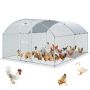 Large Metal Chicken Coop Aviary with Dome Roof, Silver, 13.1x9.8x6.6 Feet
