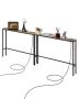 Narrow console coffee table with metal frame and charging sockets, 2 pieces
