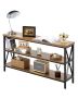 Narrow Console Coffee Table with Metal Frame, 55.1 Inch, 3 Tiers