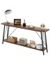 Narrow Metal Console Coffee Table, 70.9 Inch, Two Tier