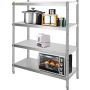 Stainless steel 4-tier adjustable shelves, 119x47 cm