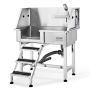 Professional stainless steel dog bath with ramp, drawer and faucet, 864 mm, for pets
