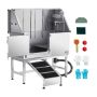 Stainless steel dog washing station 127 cm with ramp and faucet