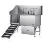 Dog washing station made of 304 stainless steel, 155 cm, with ramp and storage box
