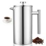 French press coffee maker, 1.5 L, stainless steel, silver