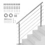 Stainless Steel Outdoor Stair Railing, 59 Inch, Set of 5 Rails