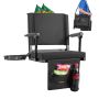 Portable grandstand seat with armrest, backrest and cushion, black