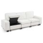 Modular 3-piece sofa with storage compartments, white, metal frame