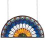 Vintage semicircular tiffany style stained glass window panel, 913x465 mm