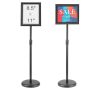 Adjustable black poster stand, 8.5x11 inches, floor-standing