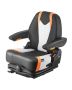 Universal tractor and skid steer seat with armrest and seat belt