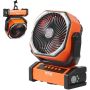 Portable rechargeable fan with LED light, USB, 4 speeds, timer, 228.6 mm