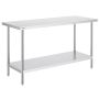 Stainless steel prep table, 24x60x34 inches, with 3 adjustable heights