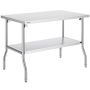 Folding Stainless Steel Commercial Workbench, 48x30 Inch, with Double Shelf, Silver