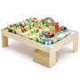 Wooden train table for children, 120 cm, 3 in 1 with storage box