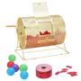 Lottery drum, 16.1xØ12 inches, metal with wooden handle