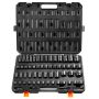59-piece 3/8" and 1/2" impact socket set, SAE and metric, alloy steel