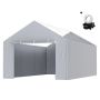 Carport awning, sidewall, 12x20 ft, gray, waterproof and UV resistant