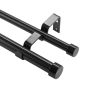 Double Adjustable Curtain Rod, Black, 36-72 Inch, 1.75 Inch Diameter