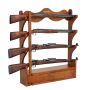 Wooden wall-mounted gun rack for 4 rifles with padding